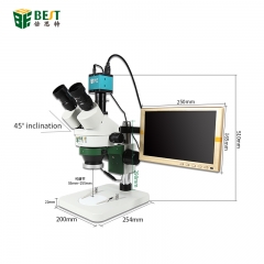 Digital Zoom Repair Mobile Phone PCB Inspection Stereo Trinocular Microscope With Camera